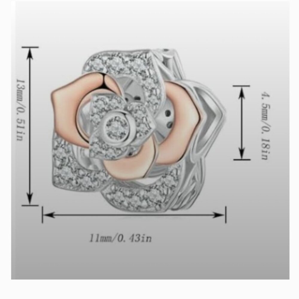 Sparkling Rose Charm Compatible With Pandora Brac… - image 5